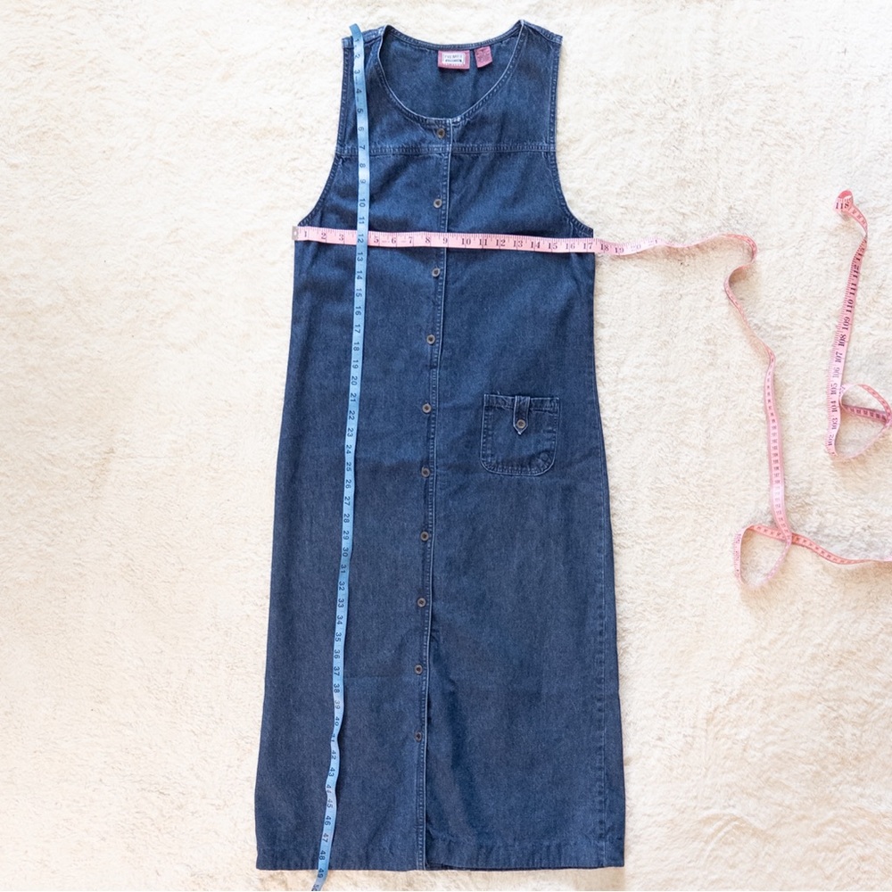 Vintage 90s Denim Button Down Jumper Dress Size Small - Picture 6 of 8